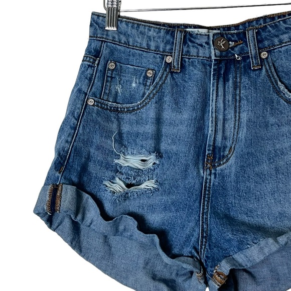 One Teaspoon | High Waist Bandits distressed cuffed denim shorts size 26 - Picture 4 of 11